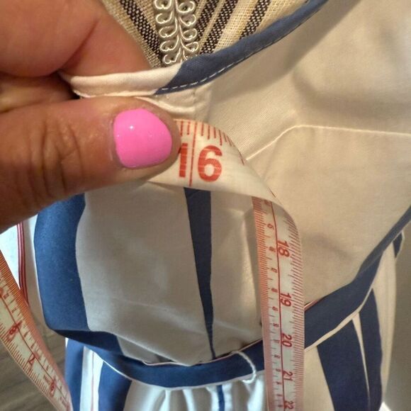 Banana Republic Americana Red white and blue striped Ruffle bottom dress 8 - Picture 9 of 9